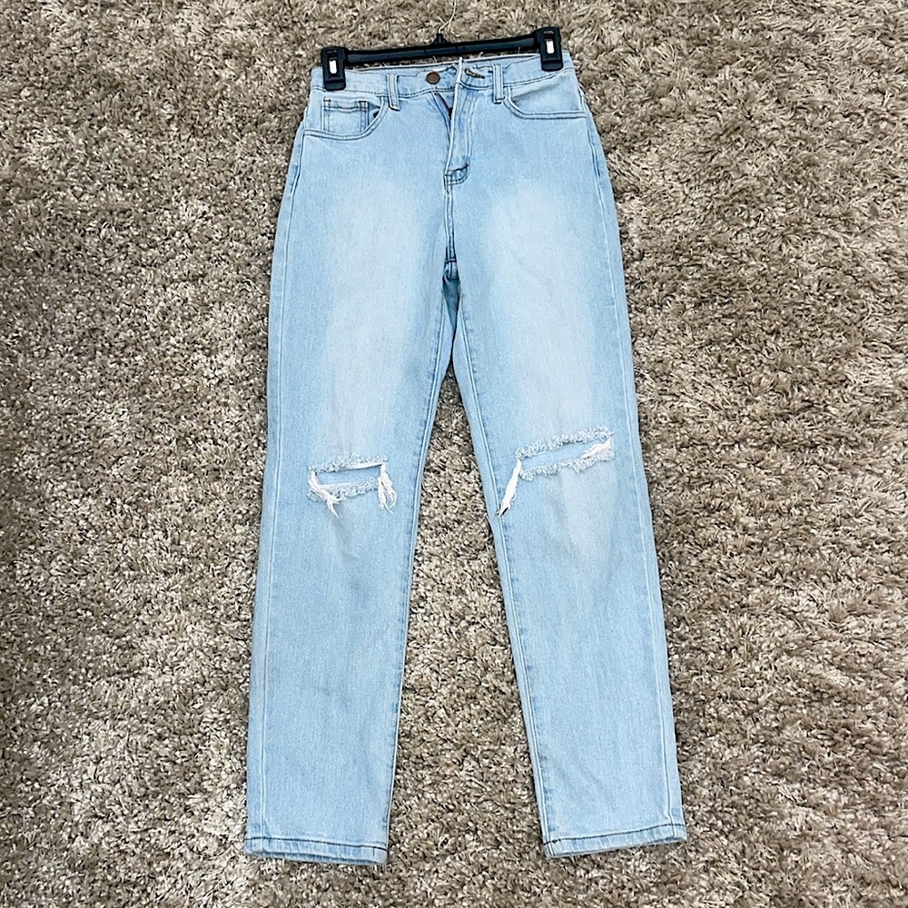 Light Blue boyfriend jeans, Size 1 Waist; 25 inches.